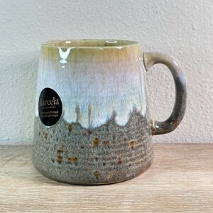 Barcela Portugal Handmade Stoneware Pottery Large  Coffee/Tea Mugs Brown/blue